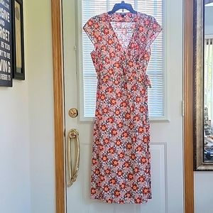 J. Crew Floral Midi Dress - Red and White